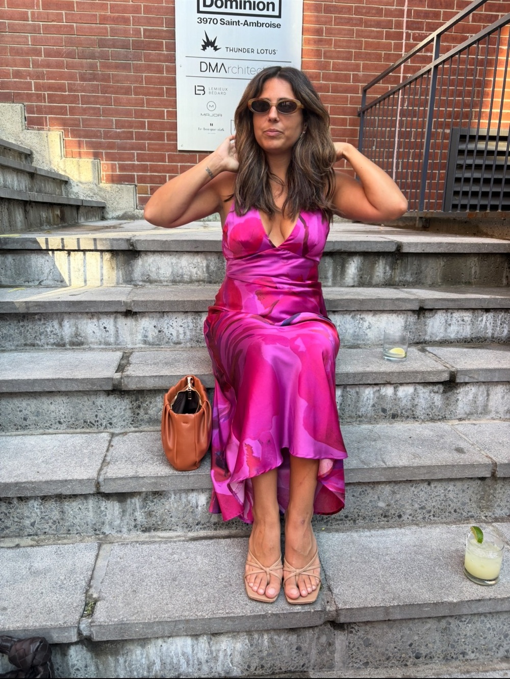 Zara Fuchsia Pink and Red Printed Midi Dress - Picture 4 of 10
